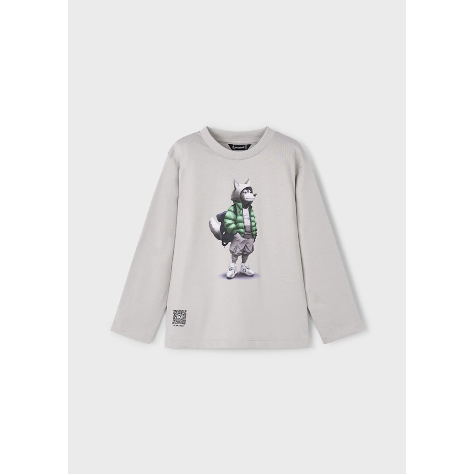 Mayoral MAYORAL - Grey Longsleeve Shirt with Wolf Print