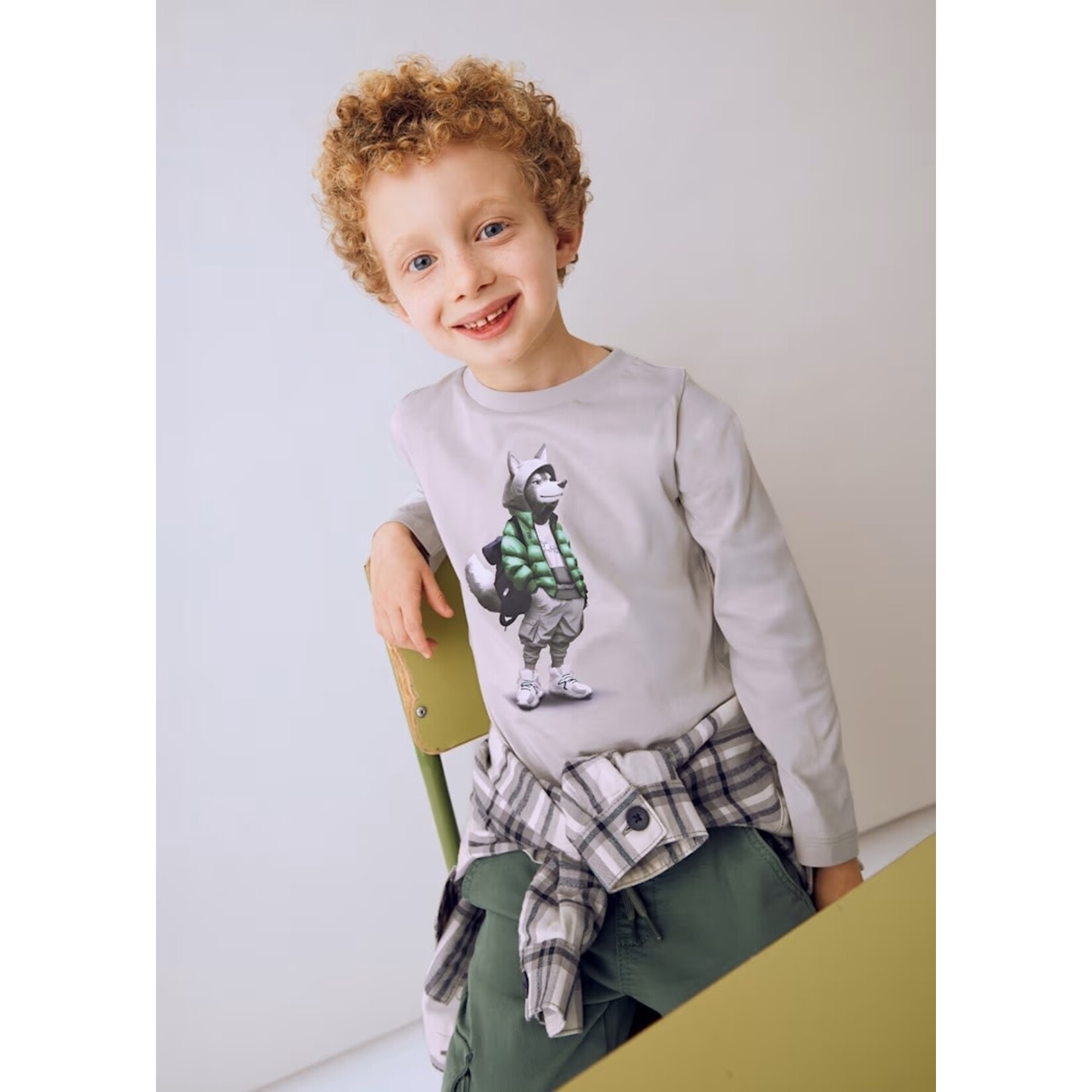 Mayoral MAYORAL - Grey Longsleeve Shirt with Wolf Print