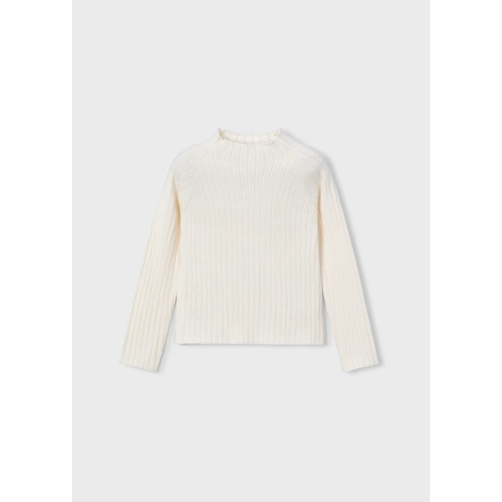 Mayoral MAYORAL - Cream white ribbed long sleeve top with mock neck