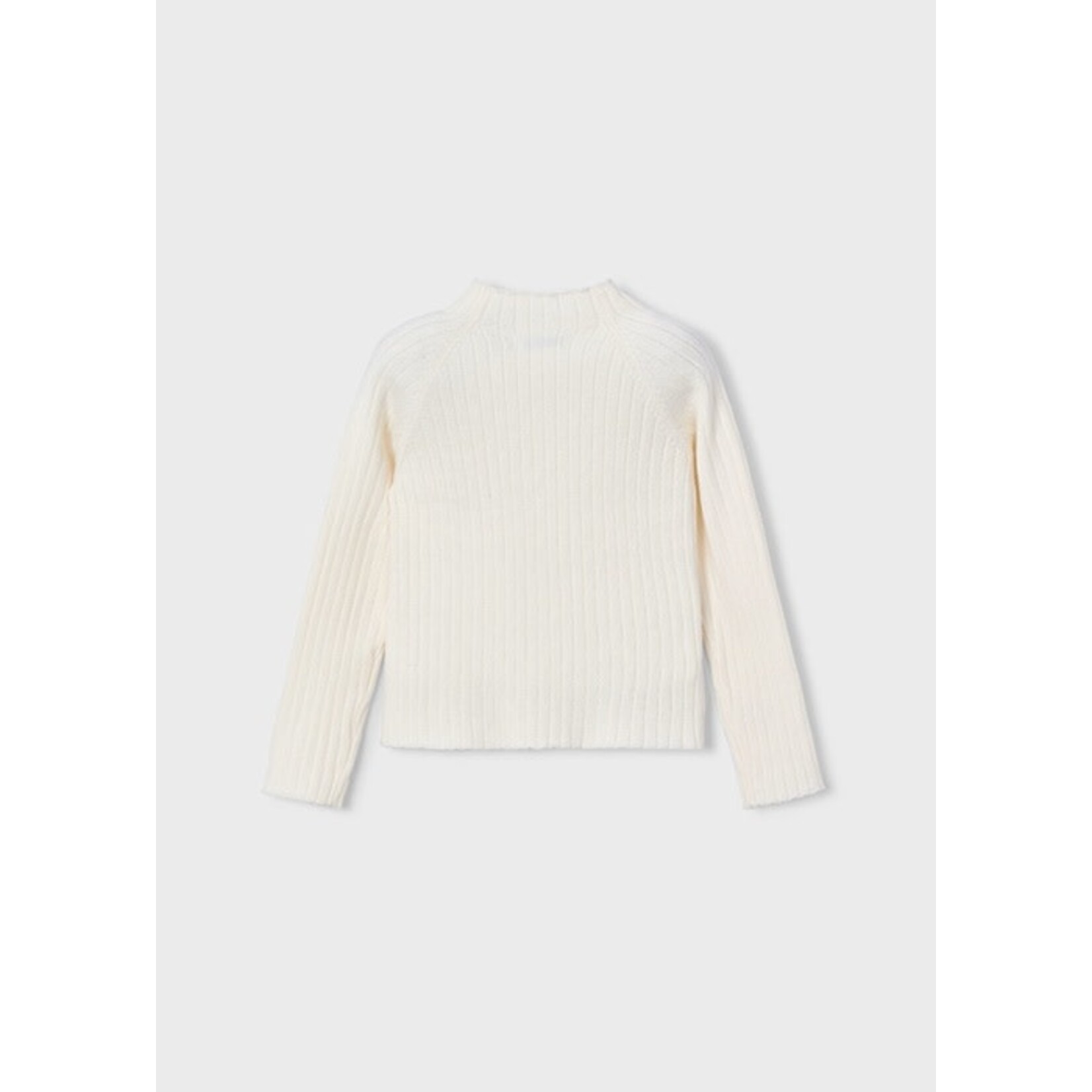 Mayoral MAYORAL - Cream white ribbed long sleeve top with mock neck