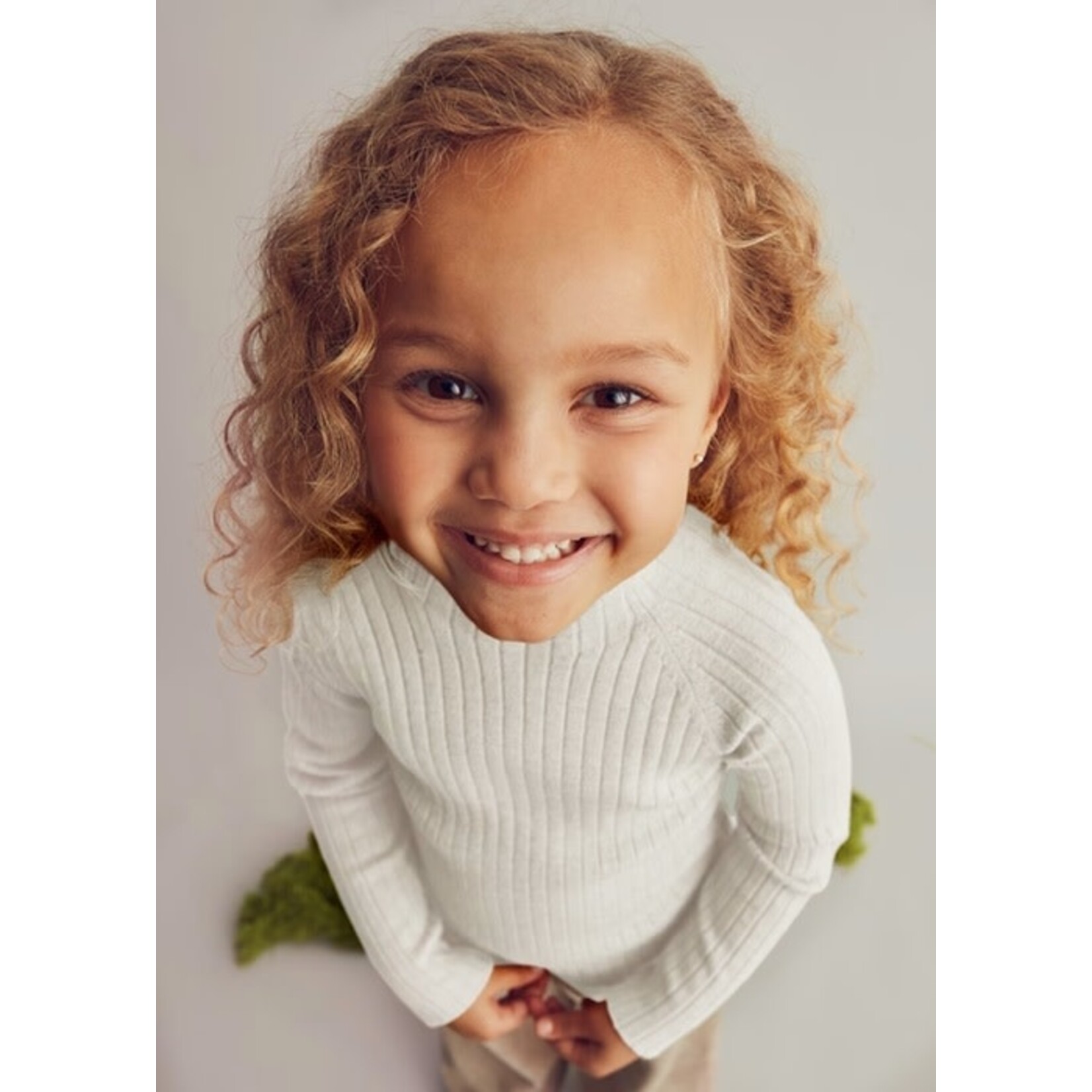 Mayoral MAYORAL - Cream white ribbed long sleeve top with mock neck