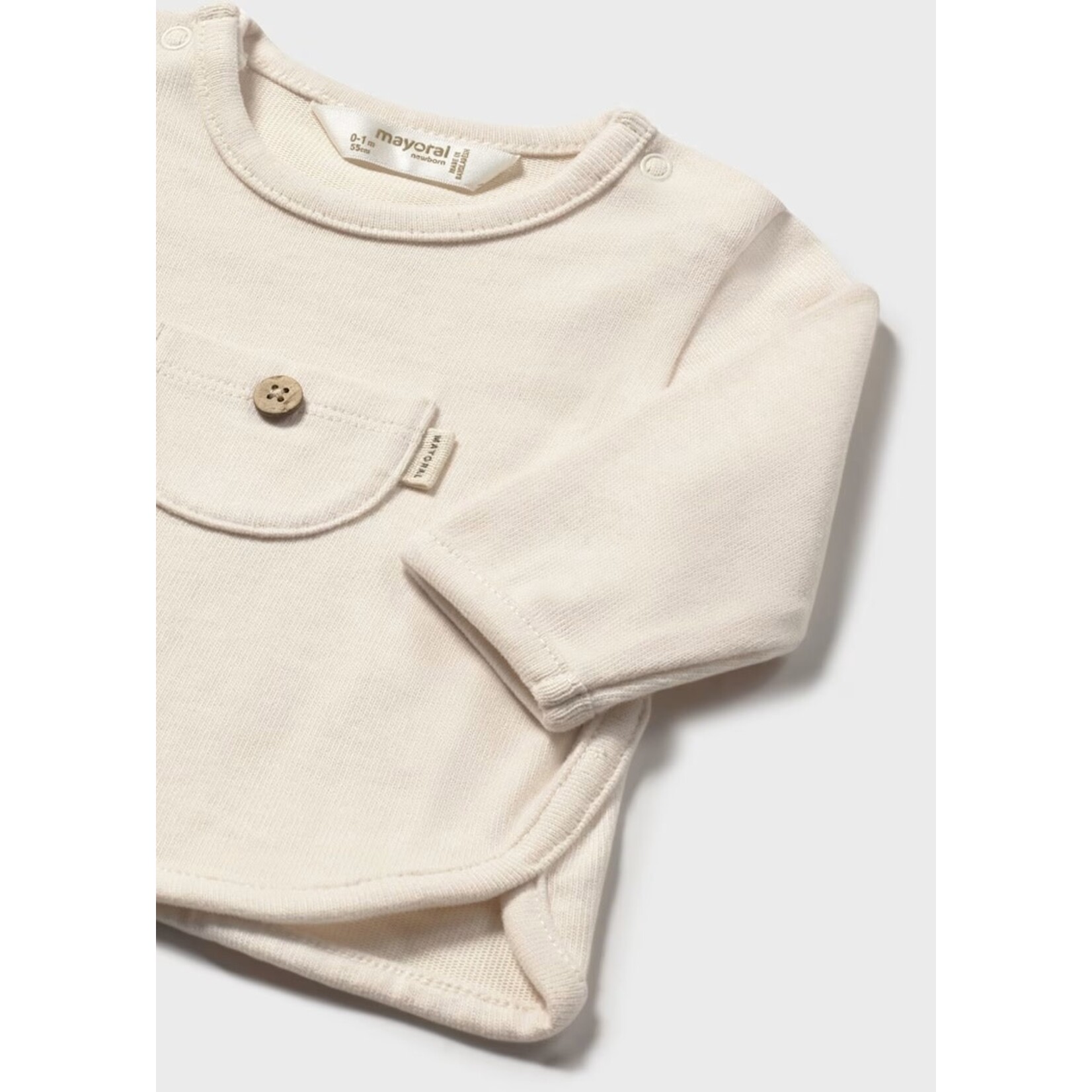 Mayoral MAYORAL - Cream Longsleeve T-Shirt with Pocket