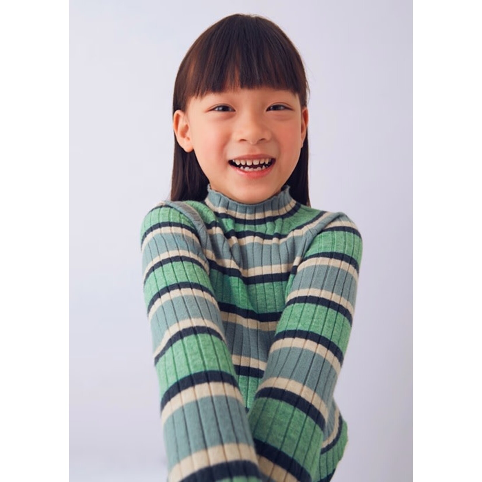 Mayoral MAYORAL - Striped ribbed long-sleeved top with high neck