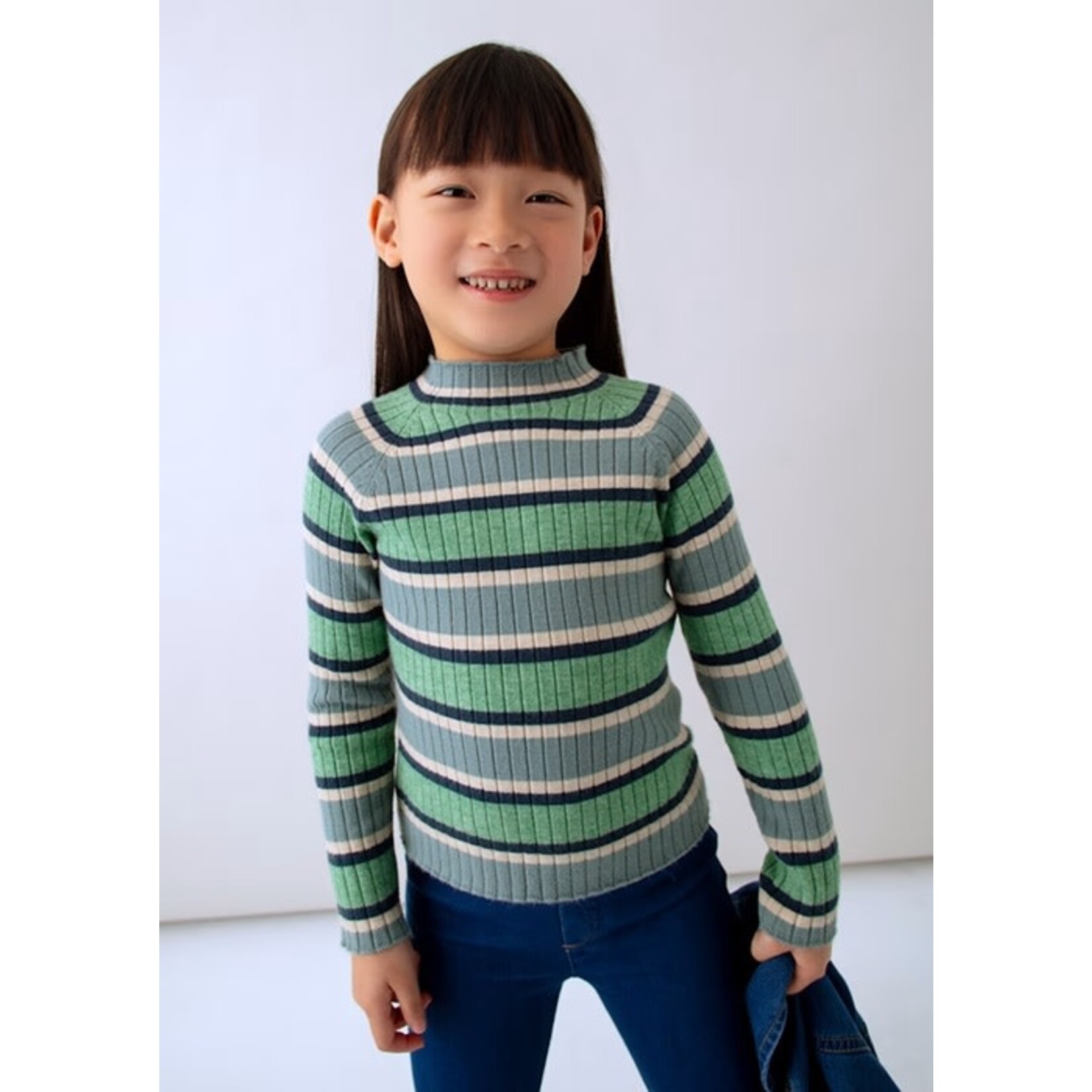 Mayoral MAYORAL - Striped ribbed long-sleeved top with high neck