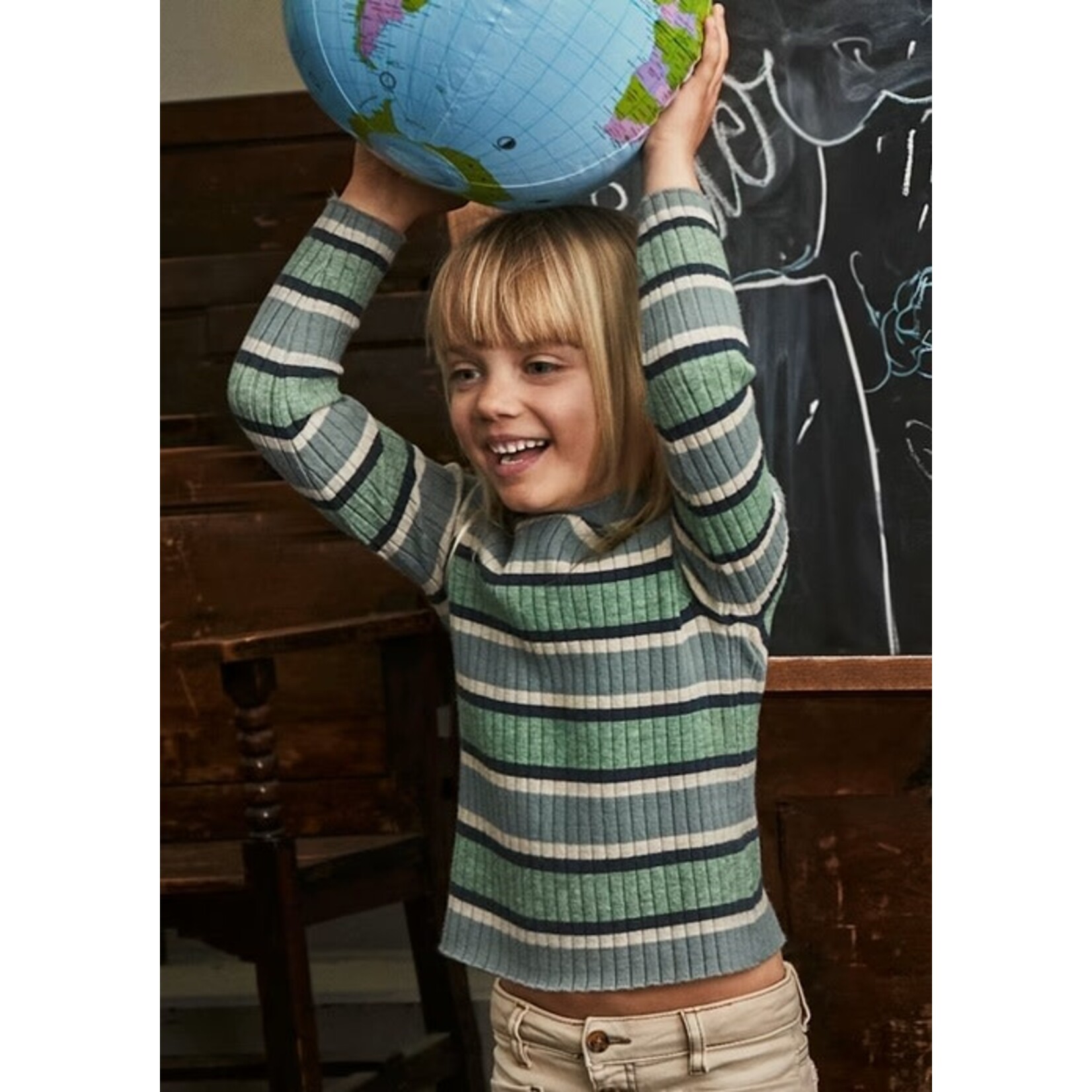 Mayoral MAYORAL - Striped ribbed long-sleeved top with high neck