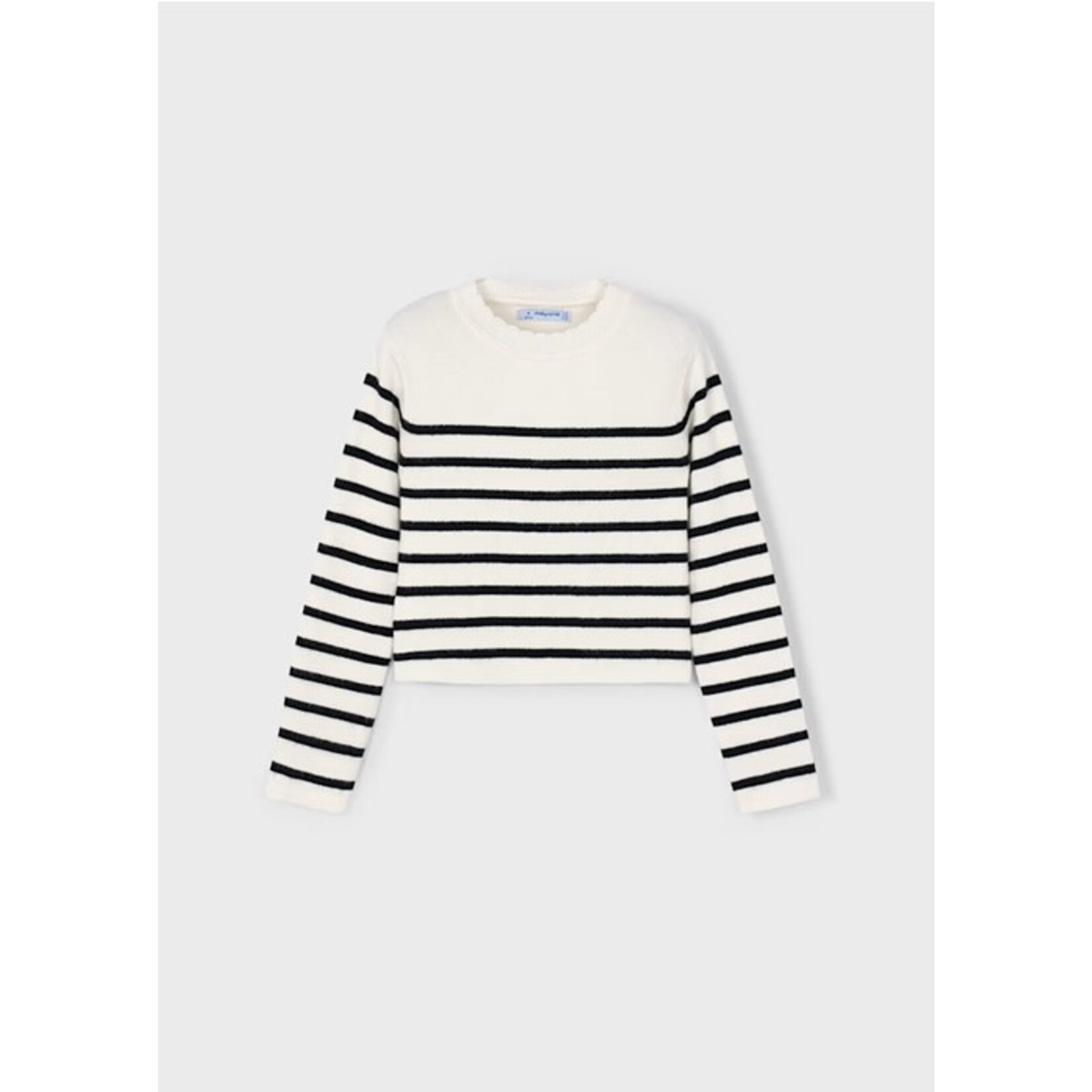 Mayoral MAYORAL - White long-sleeved knitted sweater with black stripes