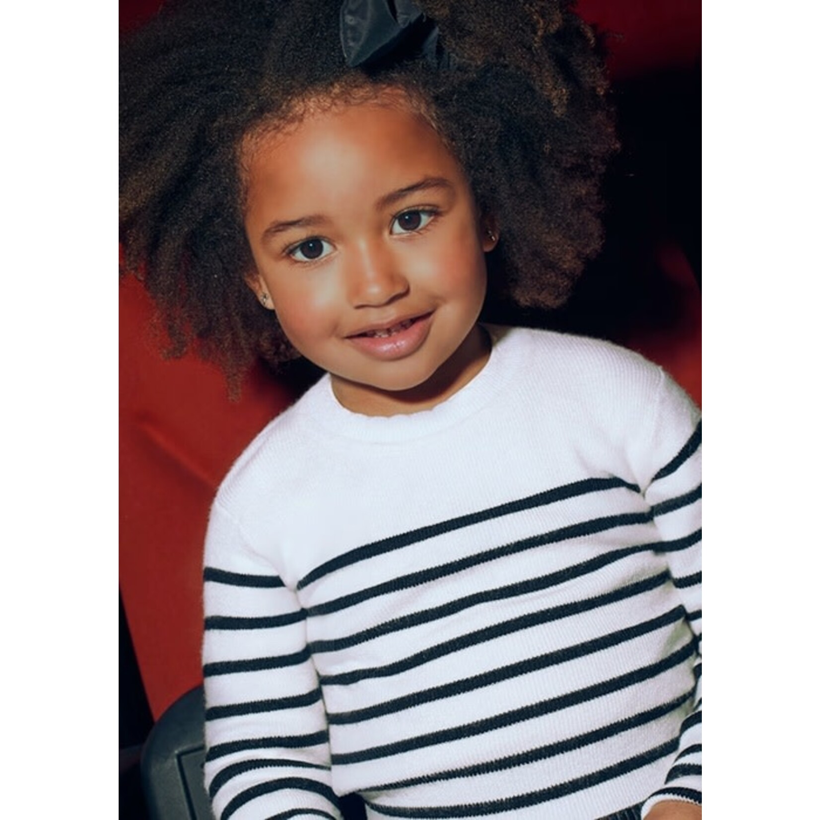 Mayoral MAYORAL - White long-sleeved knitted sweater with black stripes