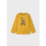 Mayoral MAYORAL - Mustard T-shirt with dinosaur on bicycle print
