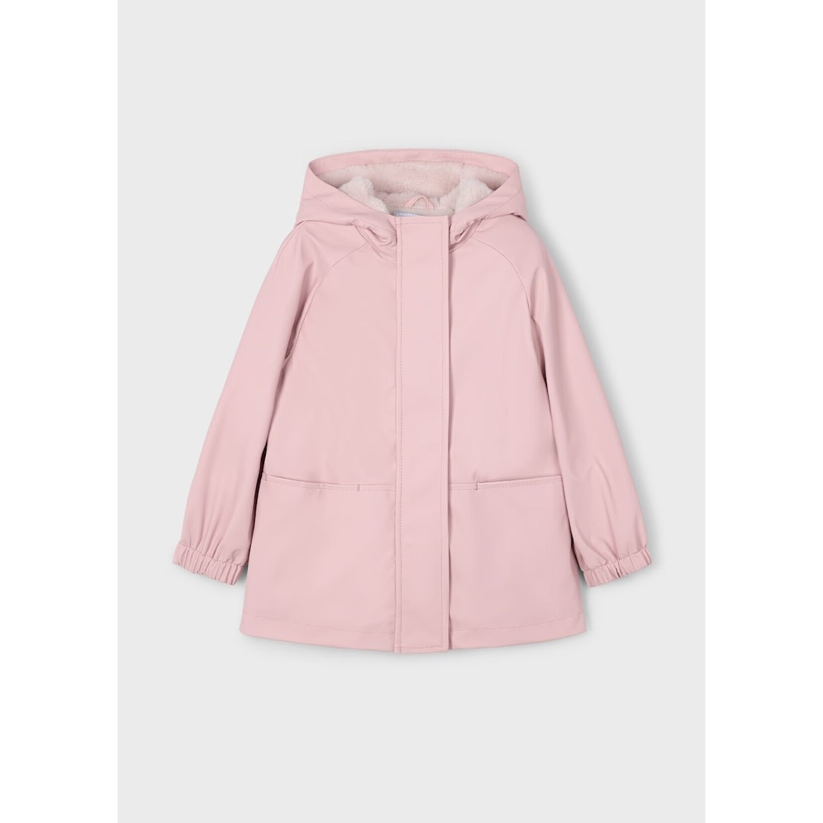 Mayoral MAYORAL - Manteau mi-saison imperméable rose pâle avec fourrure