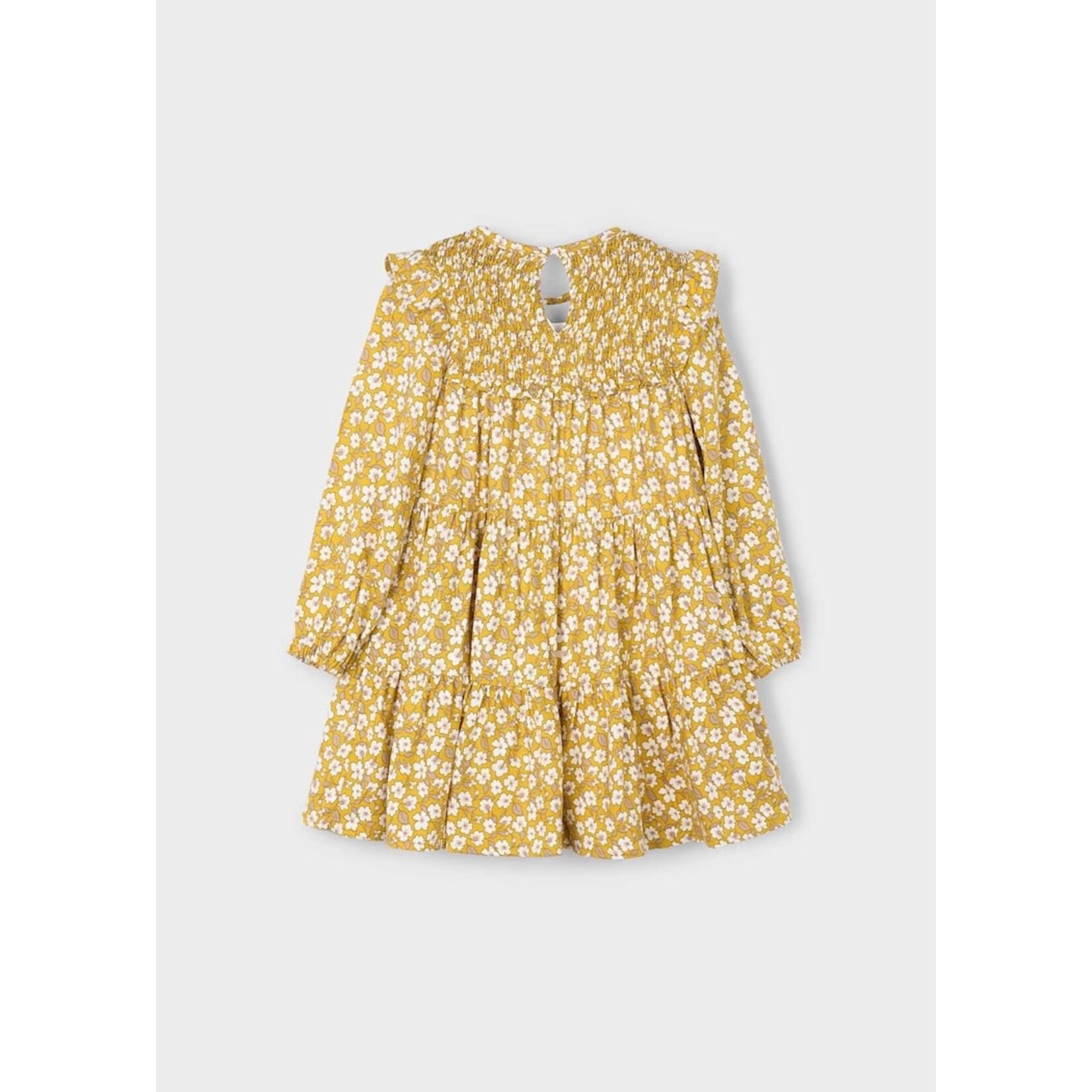 Mayoral MAYORAL - Robe à manches longues jaune moutarde avec imprimé de fleurs