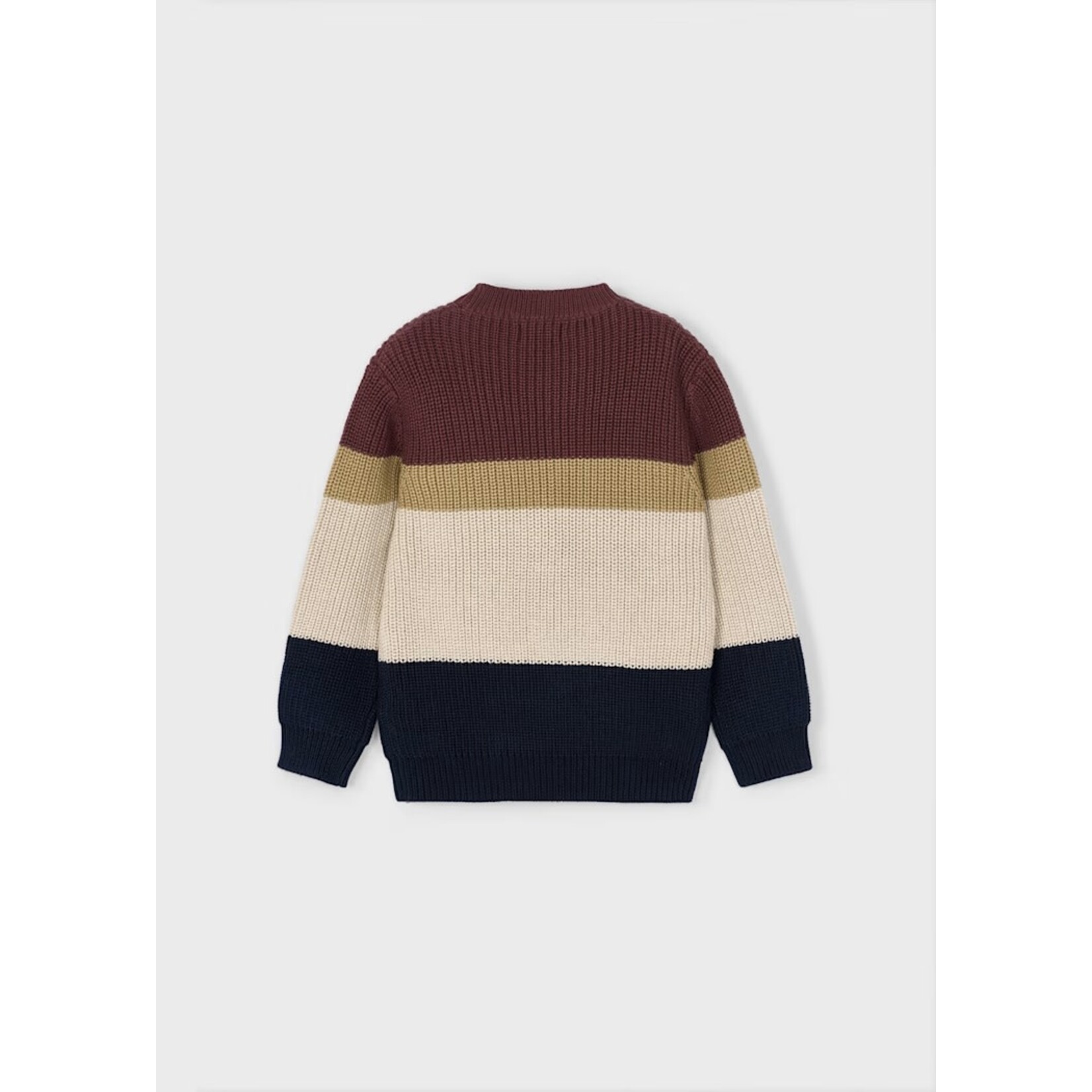 Mayoral MAYORAL - Plum, khaki, beige and black striped long-sleeved knit sweater