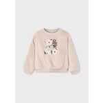 Mayoral MAYORAL - Chandail style pull beige fausse fourrue avec broderie de fleurs