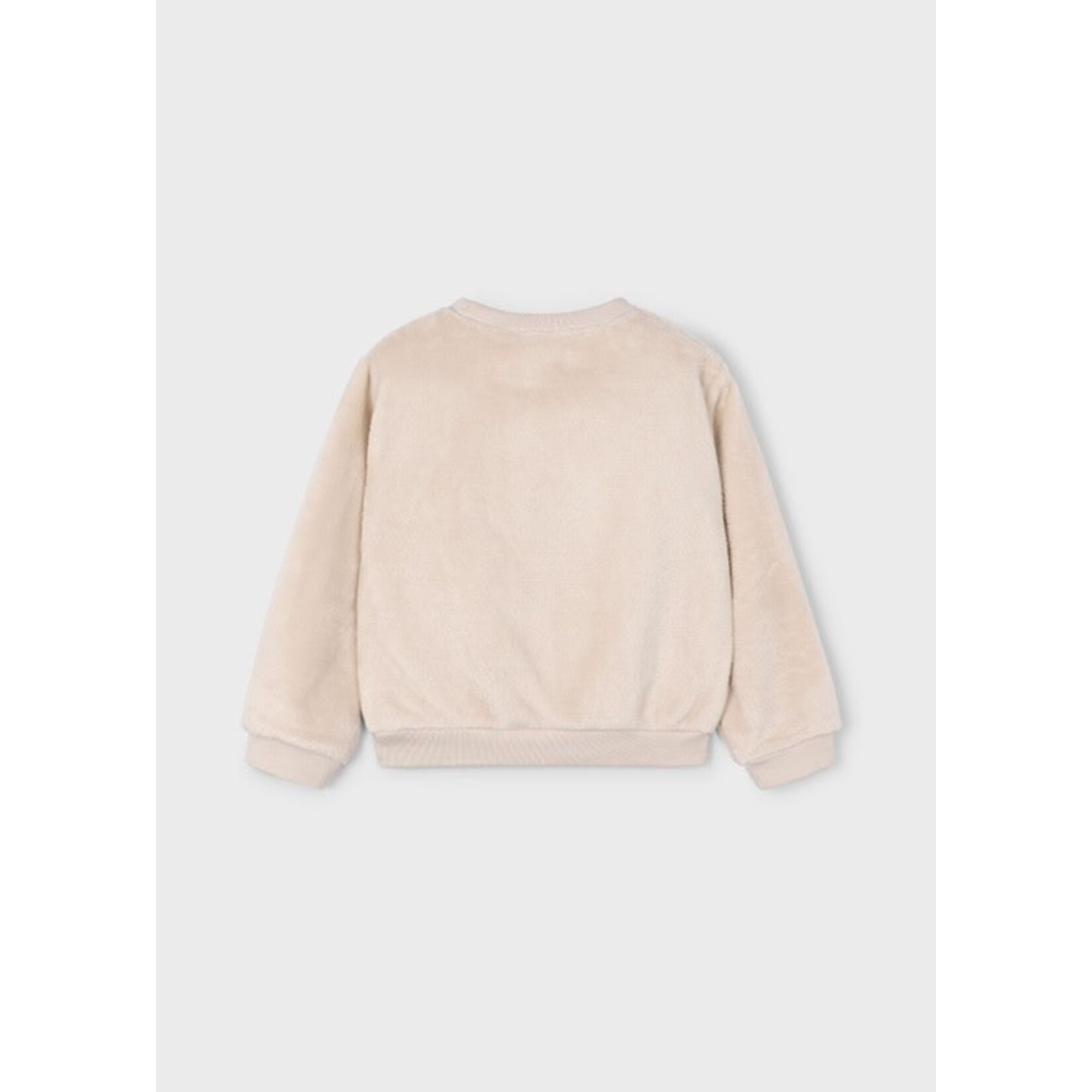 Mayoral MAYORAL - Chandail style pull beige fausse fourrue avec broderie de fleurs