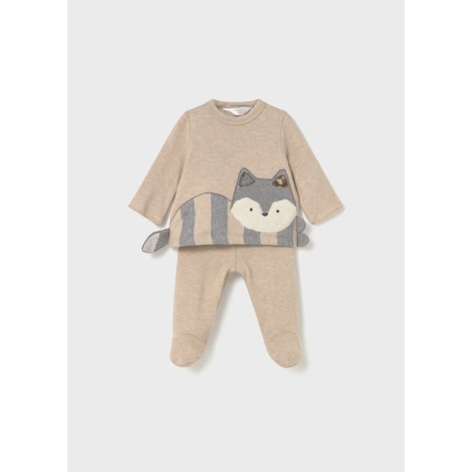 Mayoral MAYORAL - Ensemble 2 morceaux - Chandail à manches longues beige avec motif de renard texturé et pantalon long beige