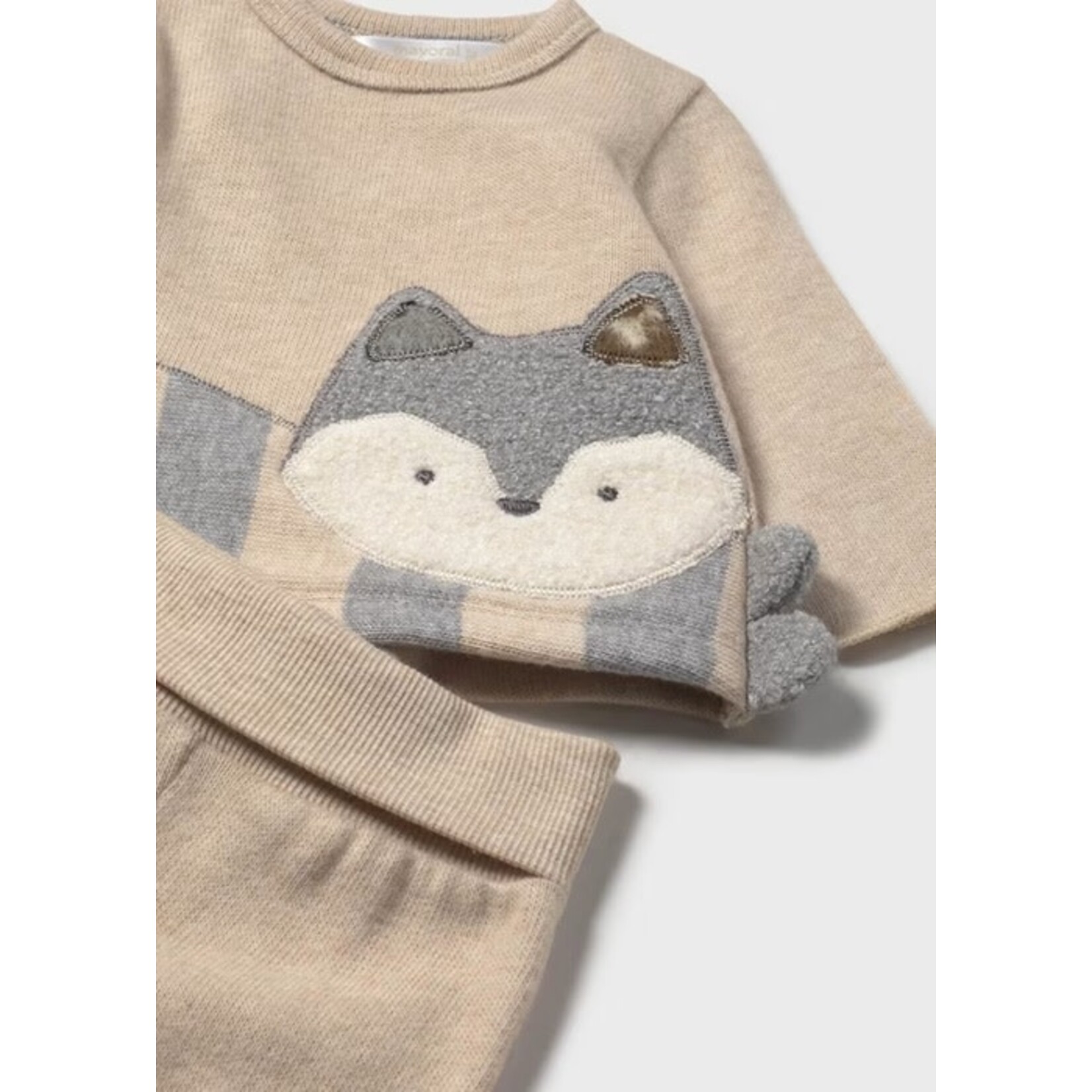 Mayoral MAYORAL - 2-piece set - Beige Long-sleeved Sweater with Fox pattern and Beige Long Pants