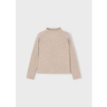 Mayoral MAYORAL - Light Brown Ribbed Long-Sleeved Top with High Neck