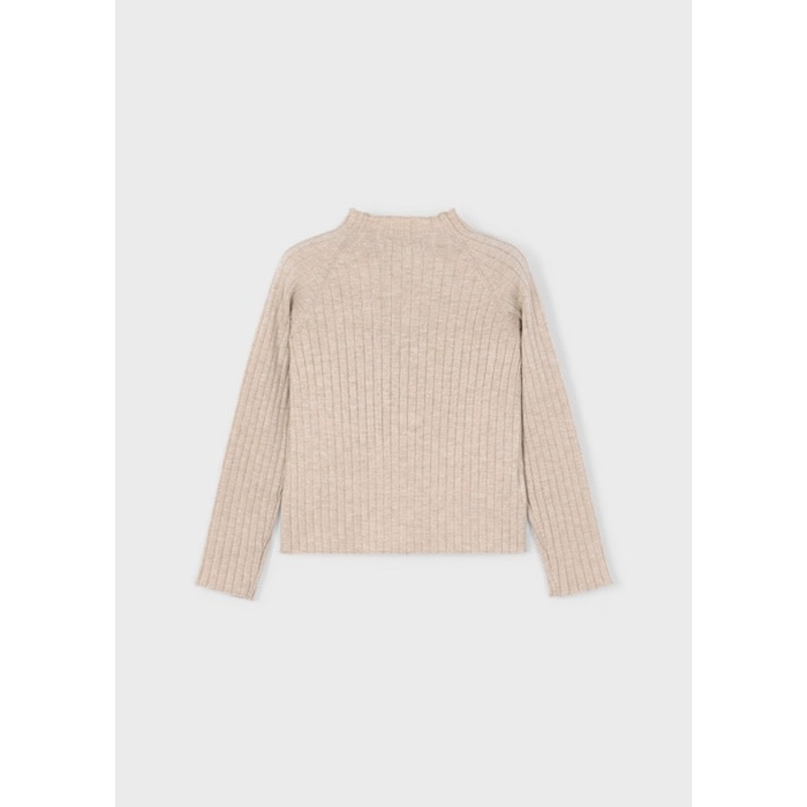 Mayoral MAYORAL - Light Brown Ribbed Long-Sleeved Top with High Neck