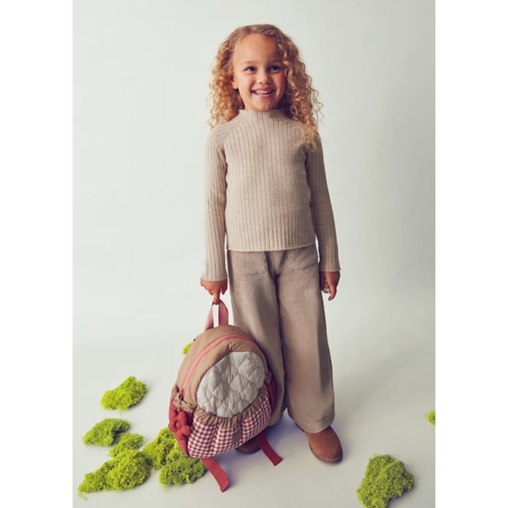 Mayoral MAYORAL - Light Brown Ribbed Long-Sleeved Top with High Neck