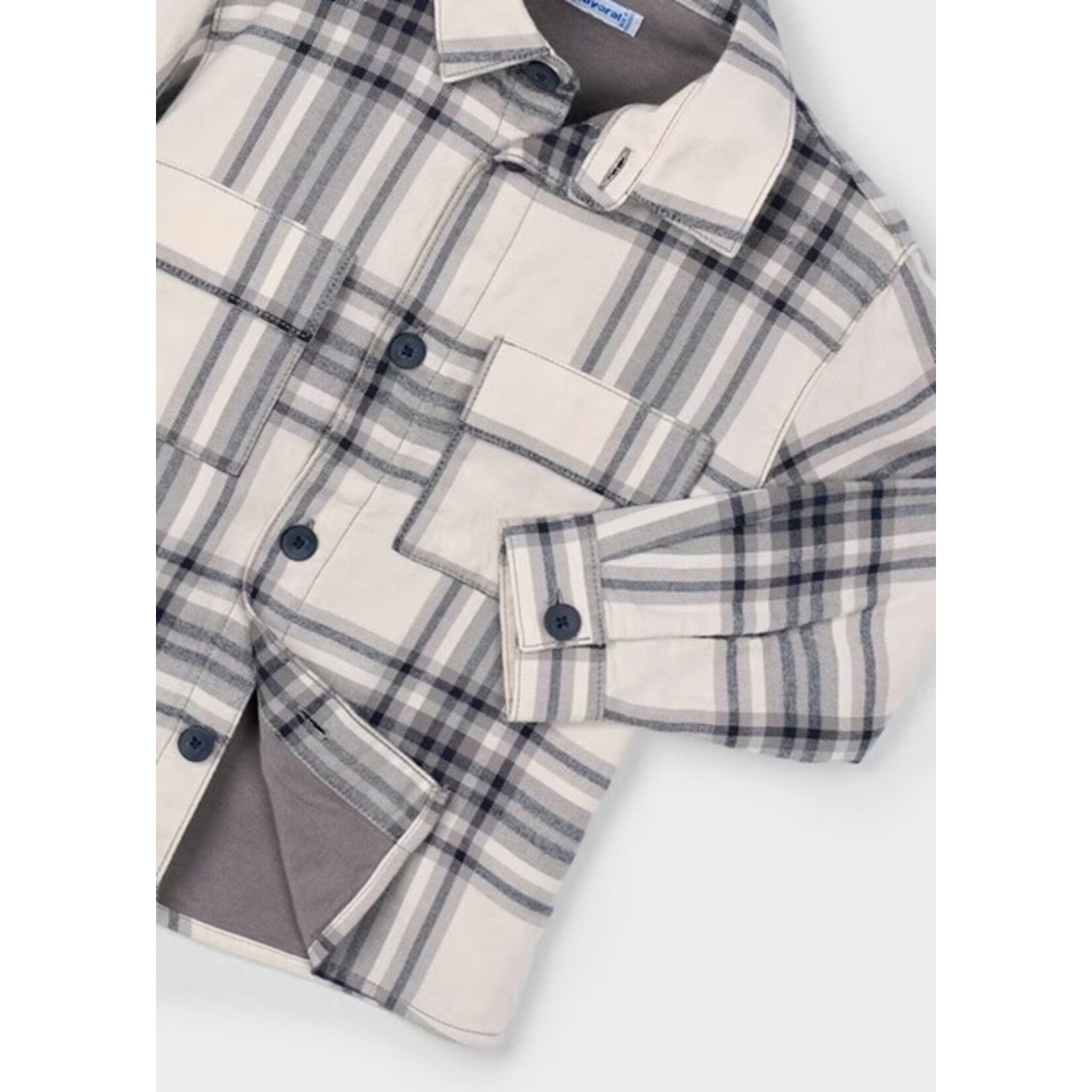 Mayoral MAYORAL - Chemise à manches longues carreautée grise et blanche