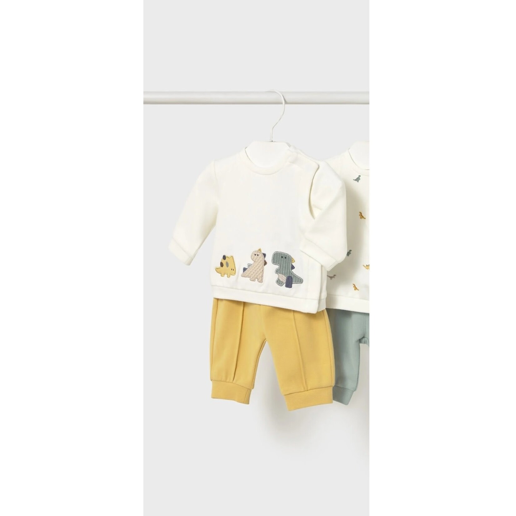 Mayoral MAYORAL - 2 Piece Set - Long Sleeve Textured Dinosaur Print Sweater with Mustard Long Pants