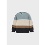 Mayoral MAYORAL - Chandail à manches longues en tricot rayé bleu, beige, brun et noir