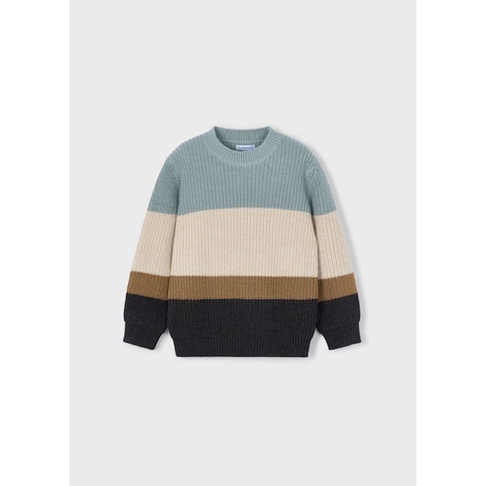 Mayoral MAYORAL - Chandail à manches longues en tricot rayé bleu, beige, brun et noir