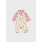 Mayoral MAYORAL - Overalls with Savannah Animals and Pink Long Sleeve Shirt