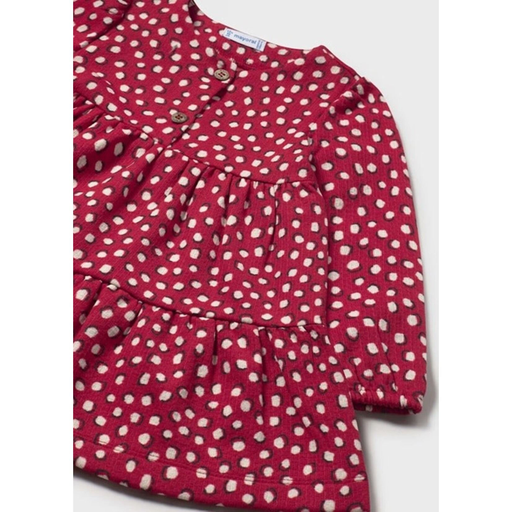 Mayoral MAYORAL - Robe à manches longues rouge avec motif de pois blanc