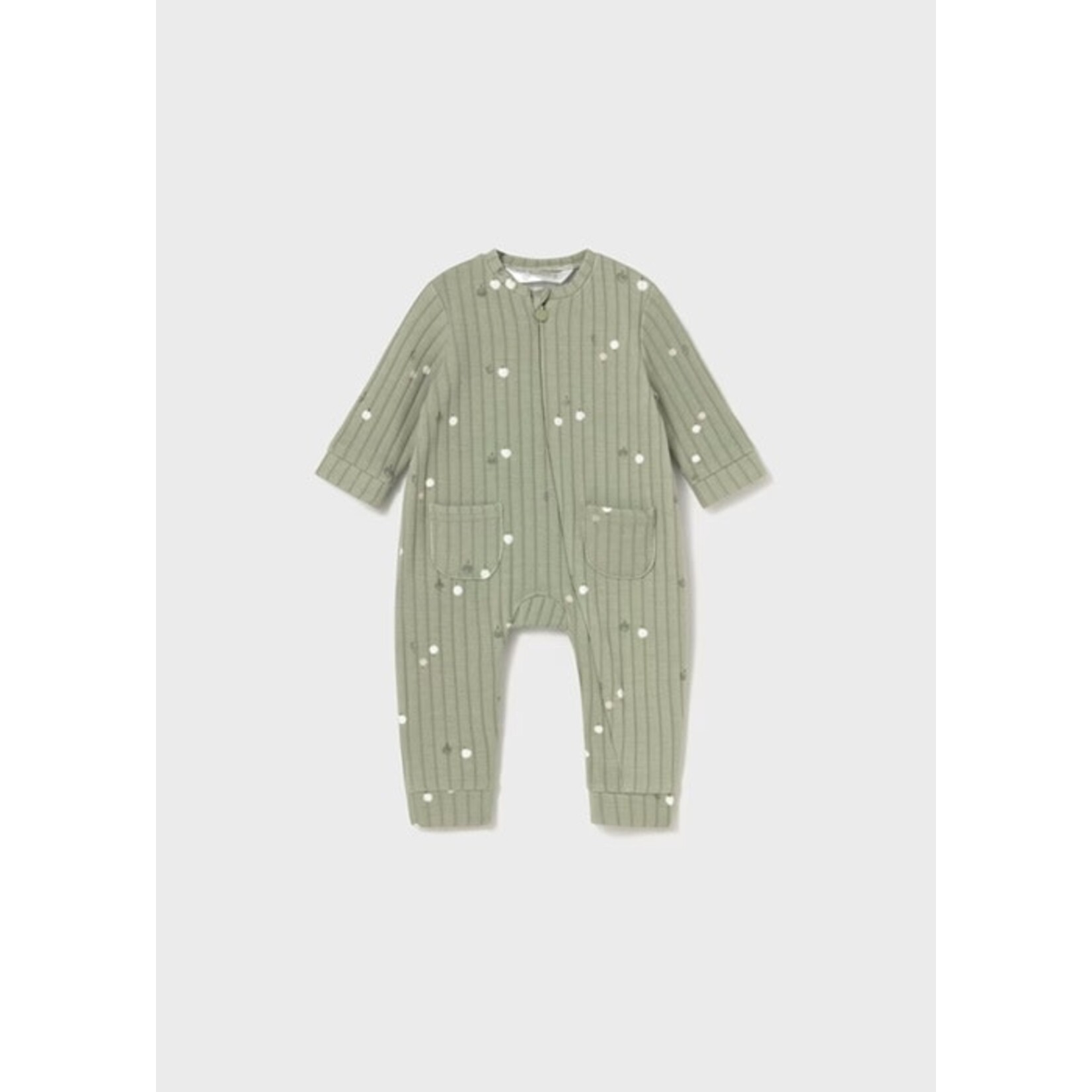 Mayoral MAYORAL - Green Zip-Up Romper with Tree Pattern