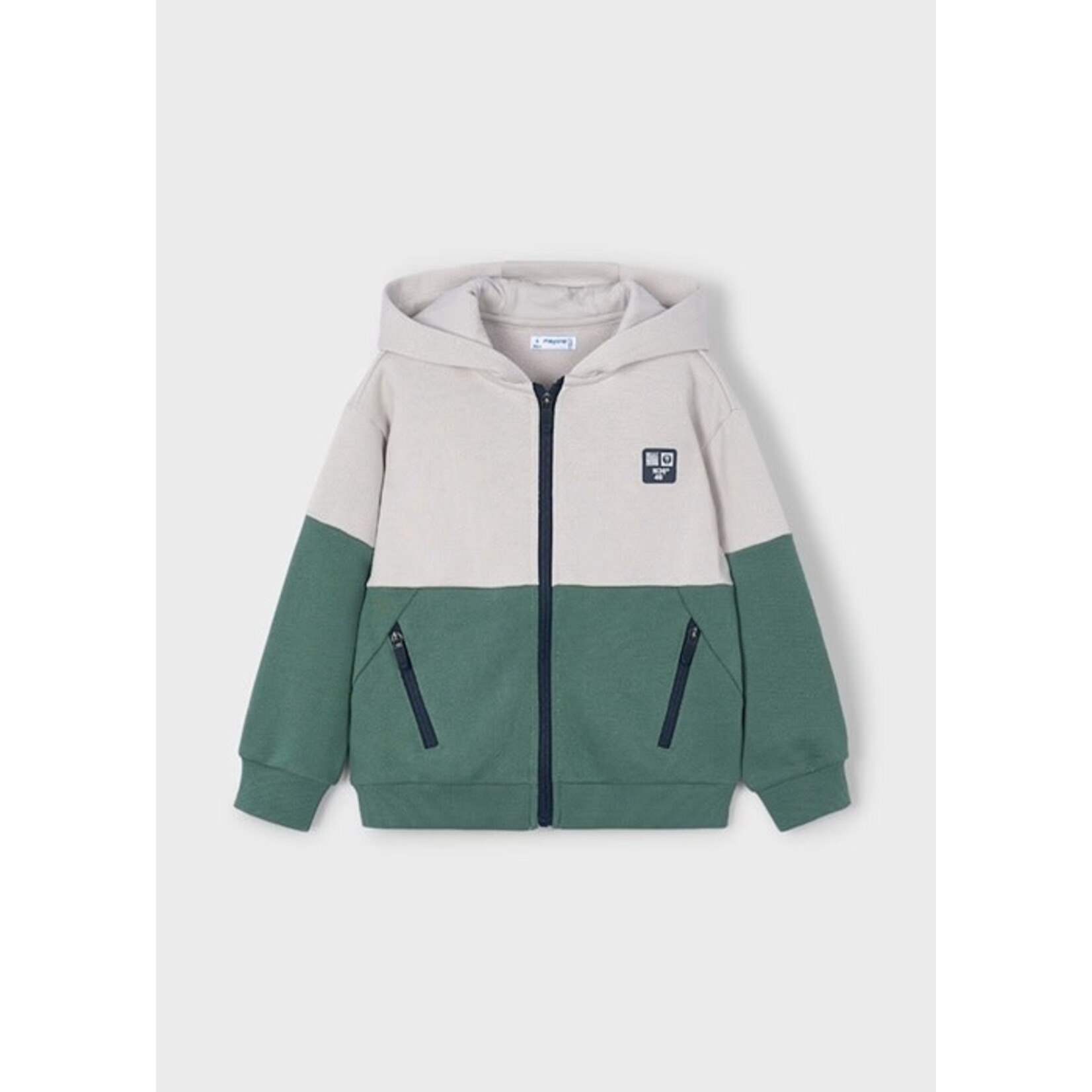 Mayoral MAYORAL - Grey and green long-sleeved hoodie with zipper