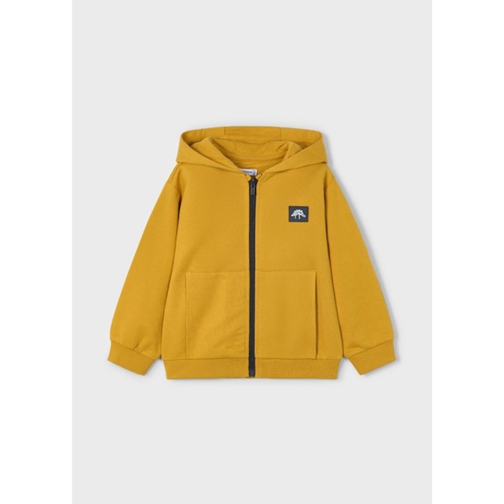 Mayoral MAYORAL - 3-piece set - Mustard Hoodie, White Long-Sleeved Dinosaur Print T-shirt and Dark Gray Jogging Bottoms