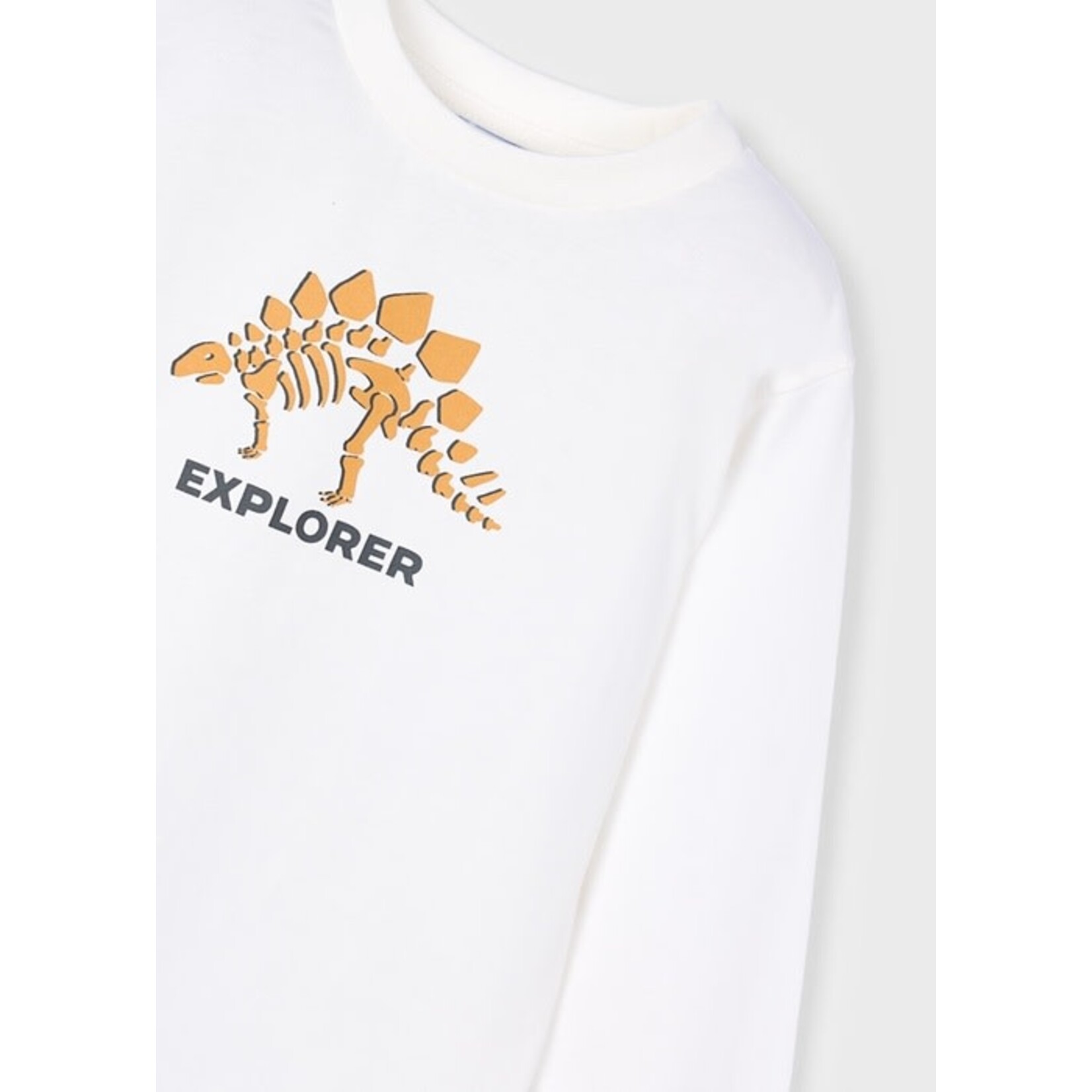 Mayoral MAYORAL - Ensemble 3 pièces - Chandail avec capuchon moutarde, T-shirt blanc à manches longues avec motif dinosaure et jogging  gris foncé