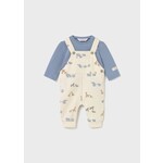 Mayoral MAYORAL - Overalls with Savannah Animals and Blue Long Sleeve Shirt