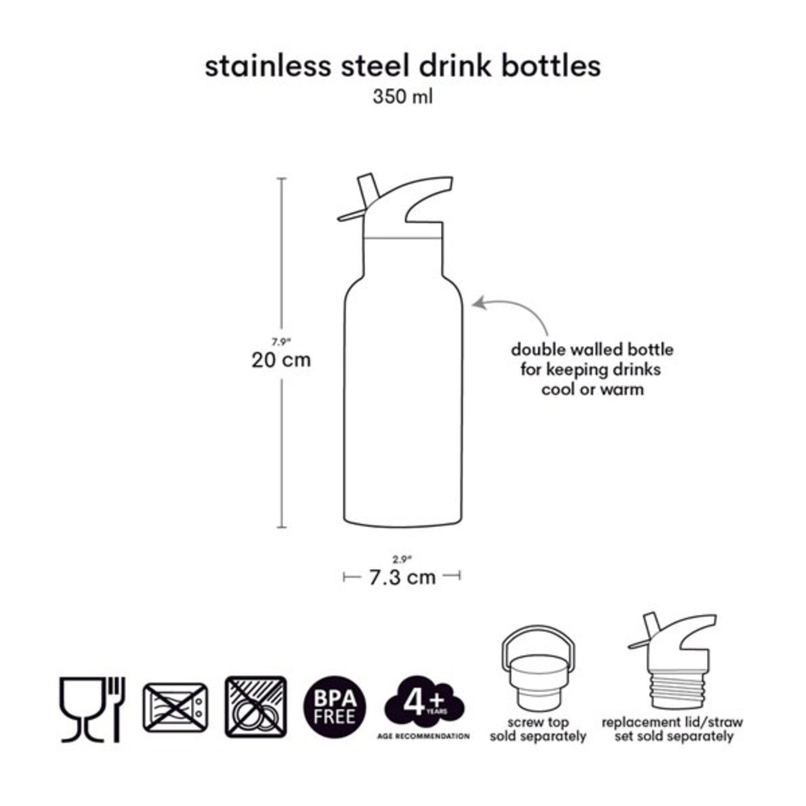 A Little Lovely Company A LITTLE LOVELY COMPANY - Stainless steel drink bottle 'Butterflies'