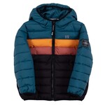 Nanö NANÖ - Manteau d'automne matelassé noir et à rayures sarcelle, orange et rouge