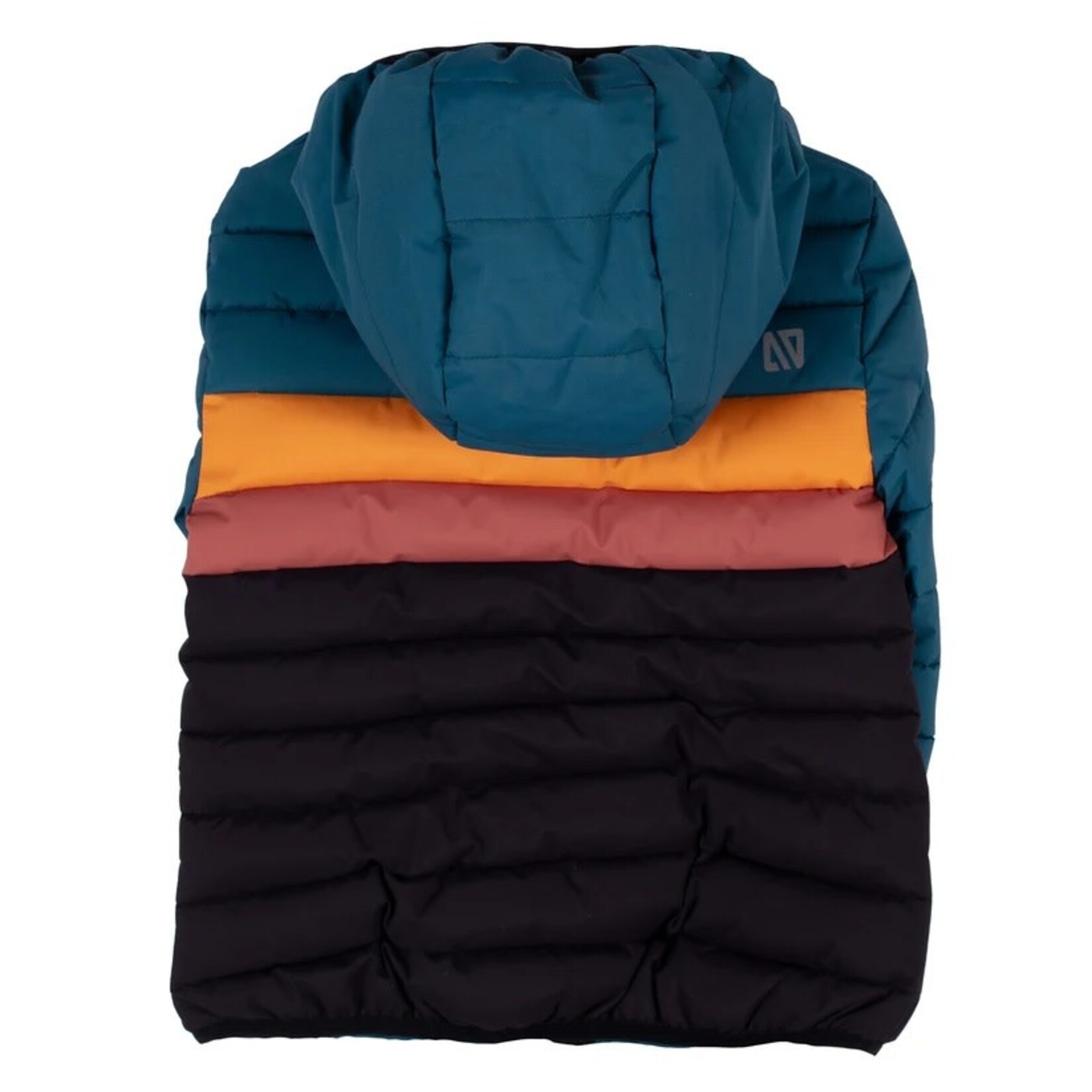 Nanö NANÖ - Manteau d'automne matelassé noir et à rayures sarcelle, orange et rouge