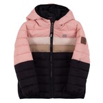 Nanö NANÖ - Manteau d'automne matelassé noir et à rayures rose, rose pâle et brune