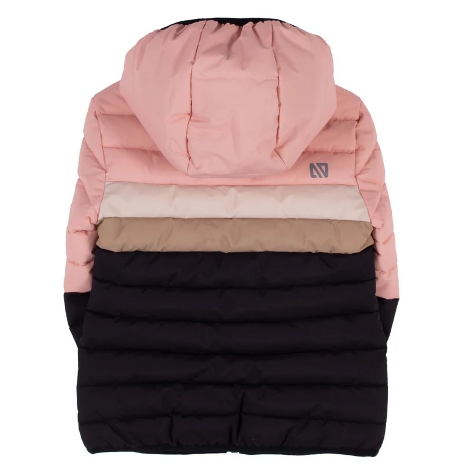 Nanö NANÖ - Black Fall Quilted Jacket with Pink, Light Pink and Brown Stripes