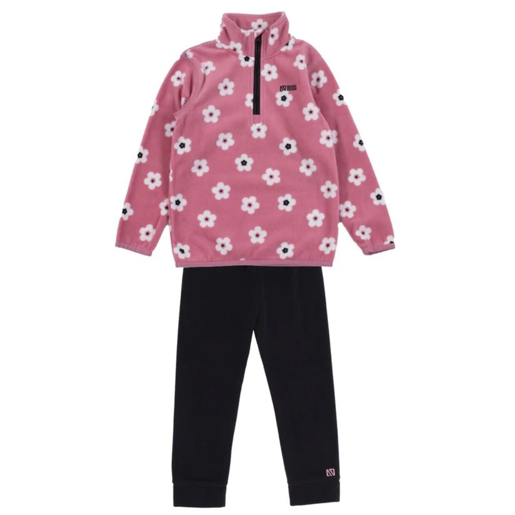 Nanö NANÖ - Two-Piece Microfleece Base Layer - Pink with Flowers