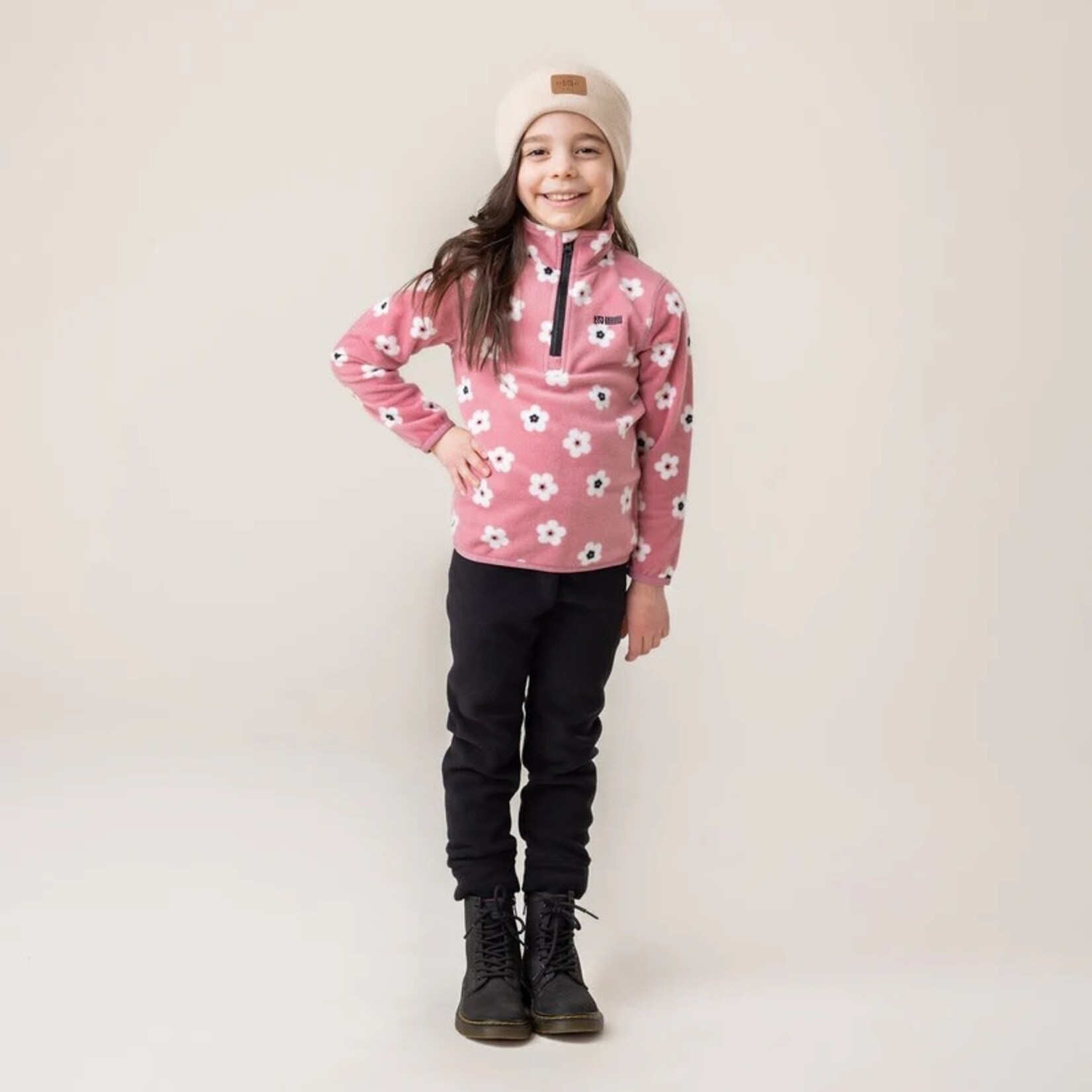 Nanö NANÖ - Two-Piece Microfleece Base Layer - Pink with Flowers