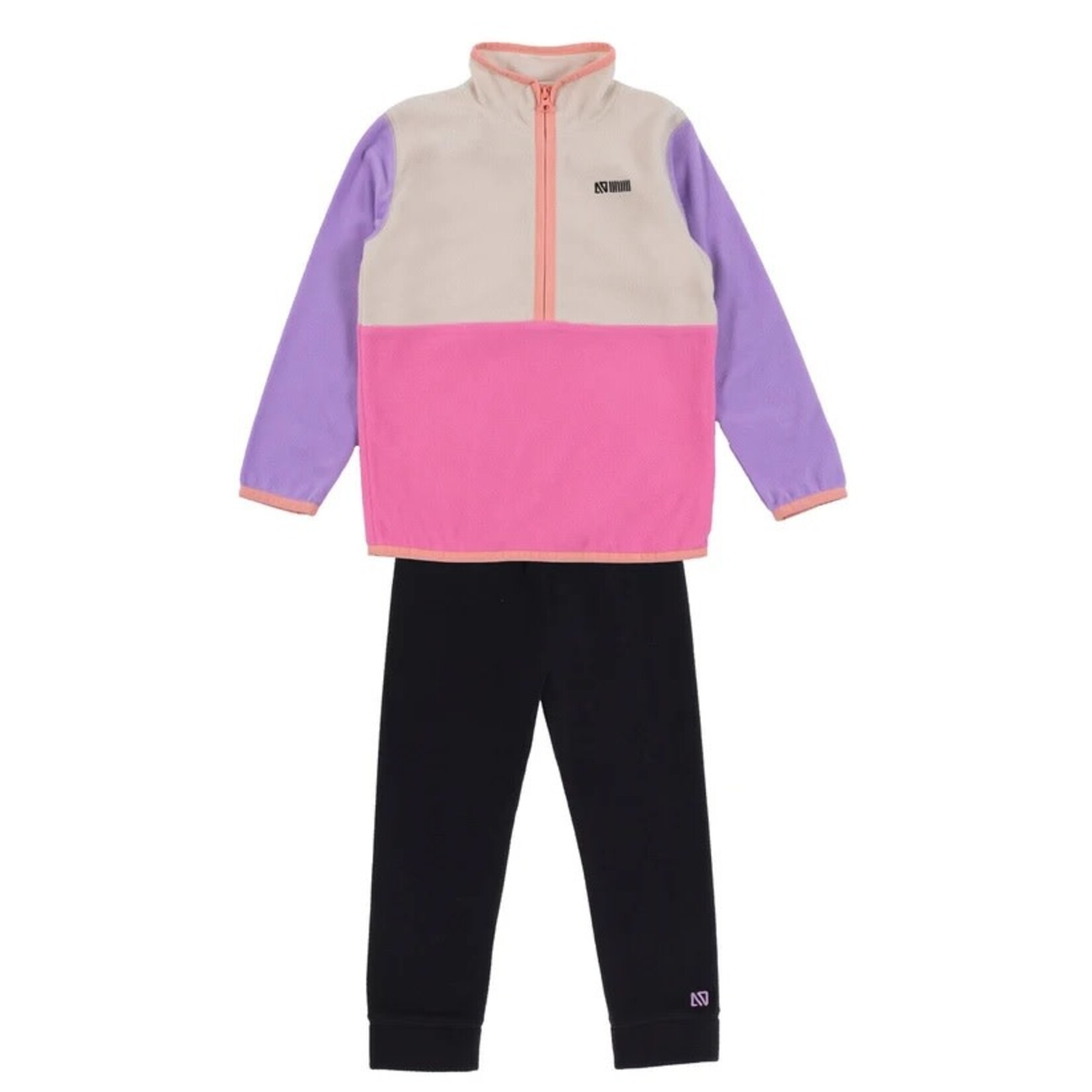 Nanö NANÖ - Microfleece Two-Piece Base Layer - Pink, Beige and Lilac Colorblock with Orange Accents