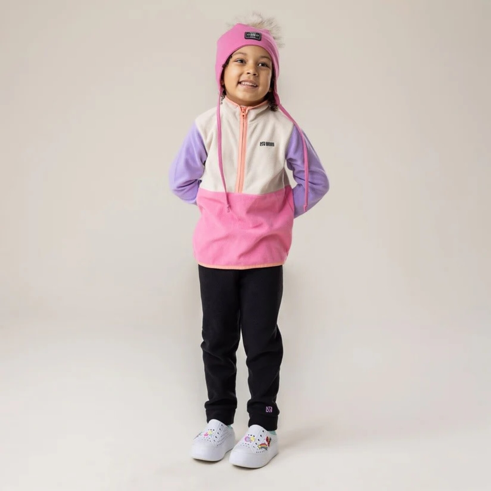 Nanö NANÖ - Microfleece Two-Piece Base Layer - Pink, Beige and Lilac Colorblock with Orange Accents