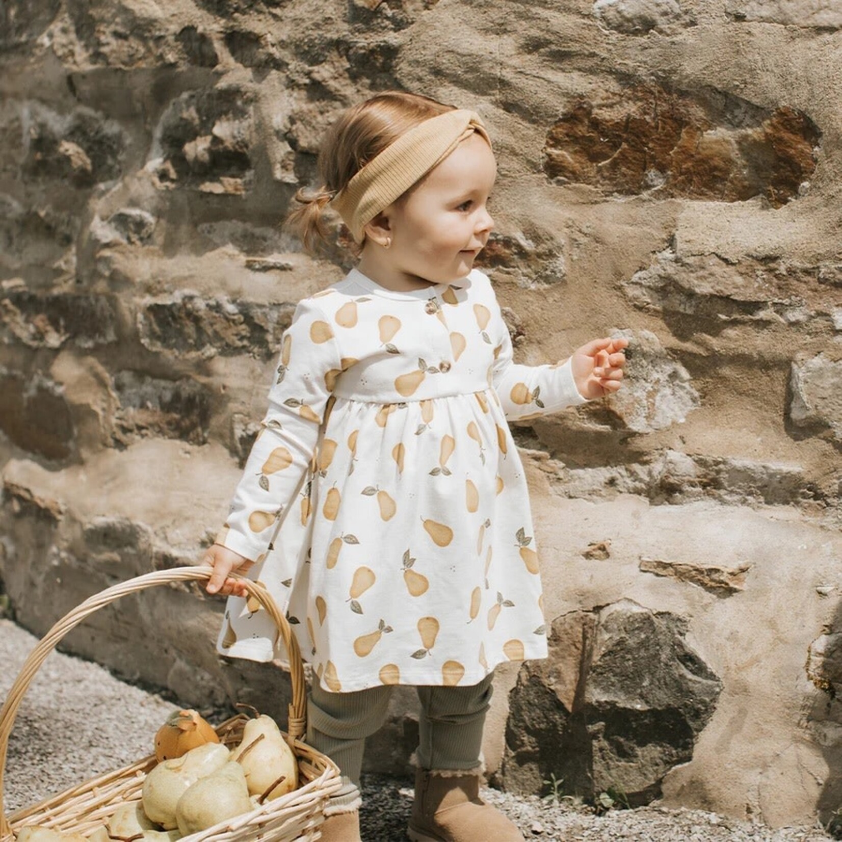 Petit Lem PETIT LEM - Ensemble de robe à imprimé de poires avec legging côtelées