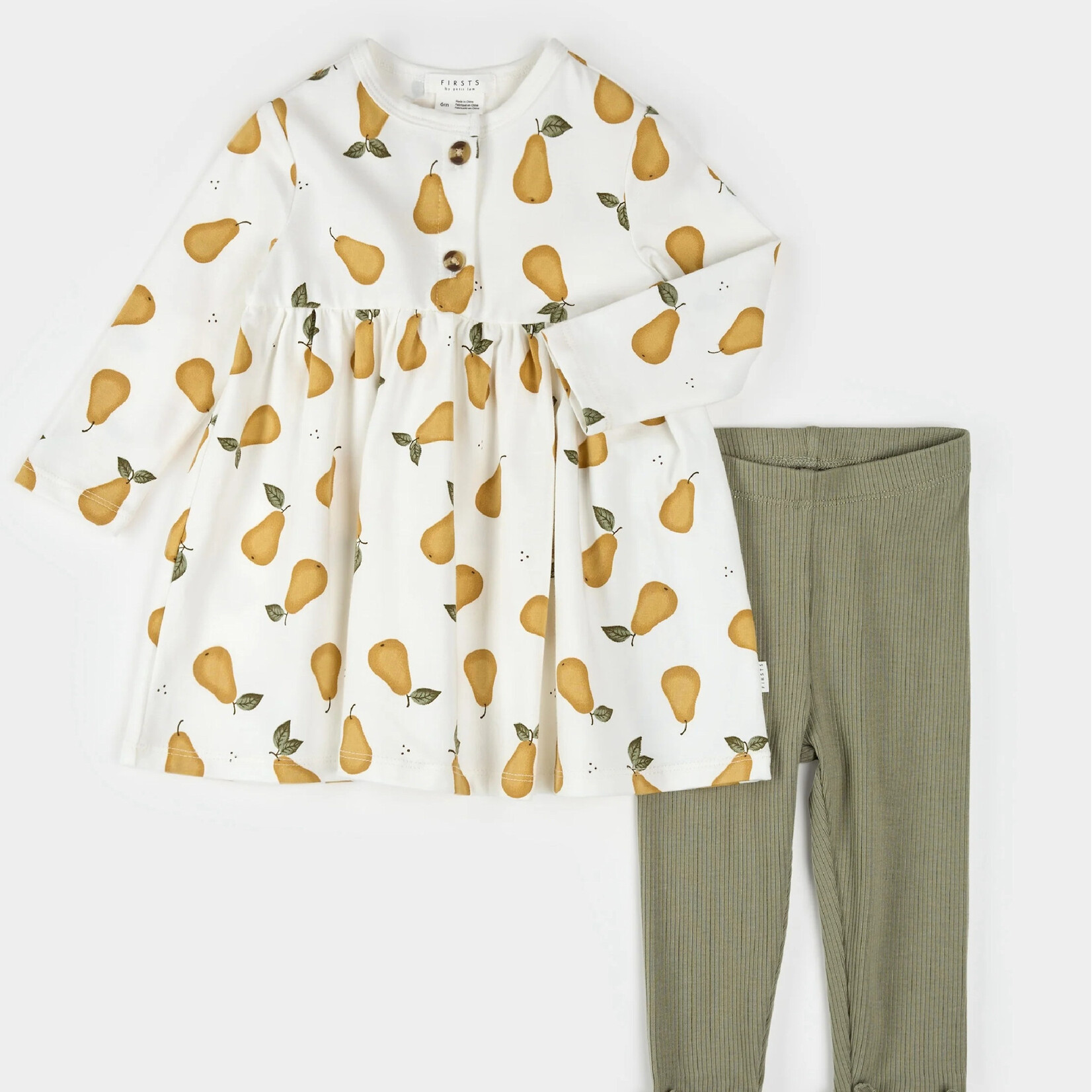 Petit Lem PETIT LEM - Ensemble de robe à imprimé de poires avec legging côtelées
