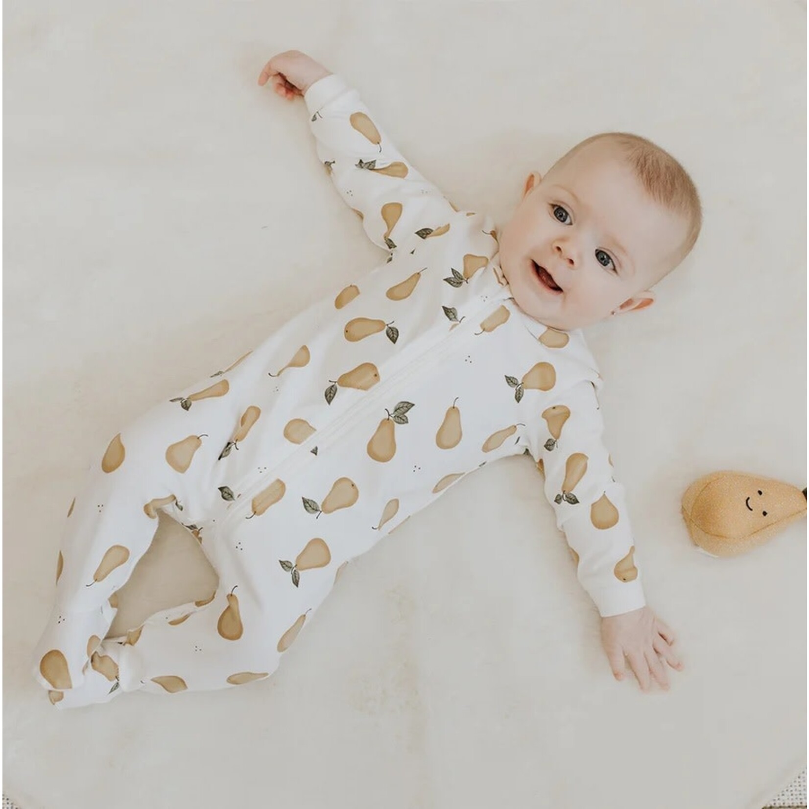 Petit Lem PETIT LEM - Pyjama de bébé blanc cassé à imprimé de poires