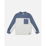 Deux par Deux DEUX PAR DEUX - Long Sleeve Super Soft Brushed Jersey Top Color Block Light Heather Gray