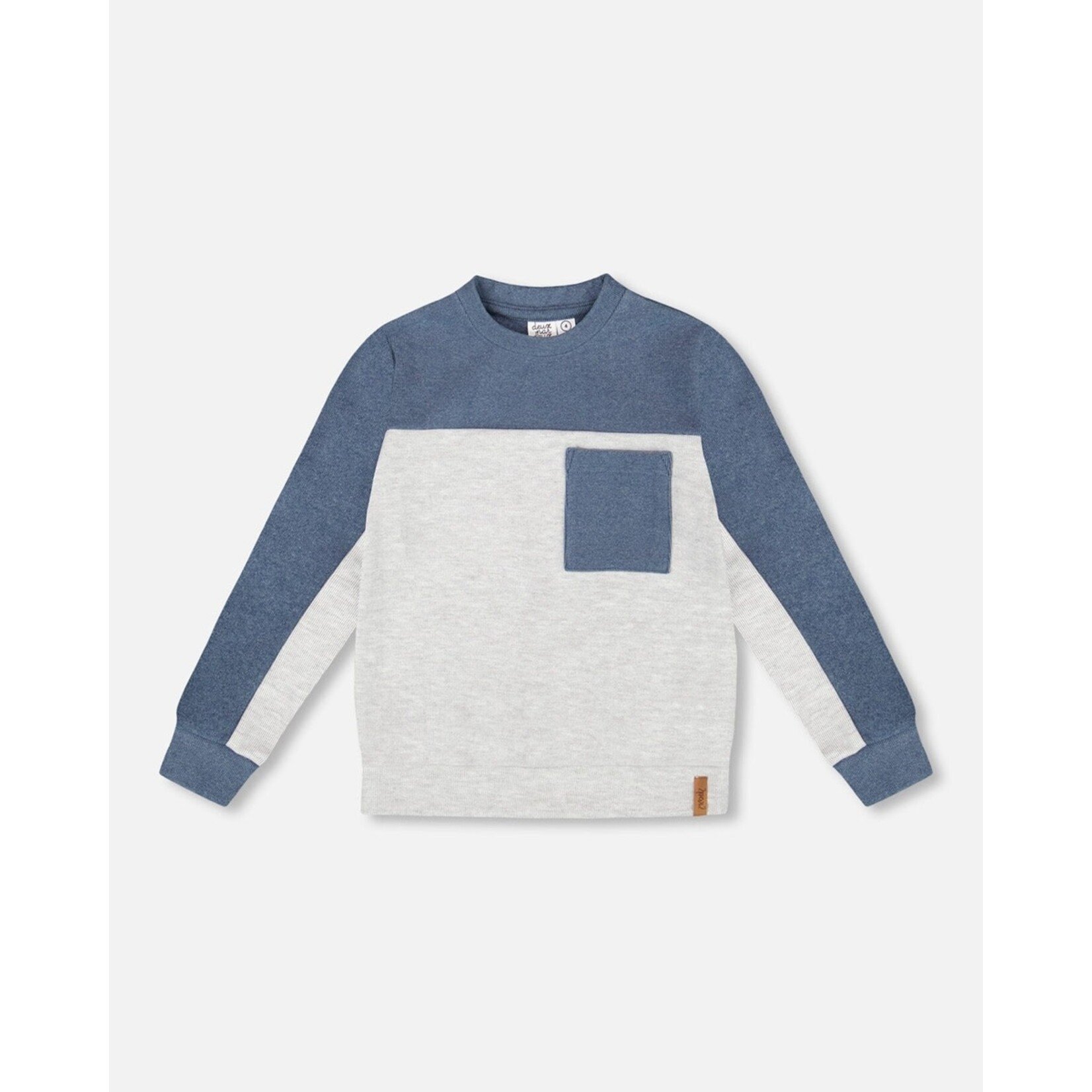 Deux par Deux DEUX PAR DEUX - Long Sleeve Super Soft Brushed Jersey Top Color Block Light Heather Gray