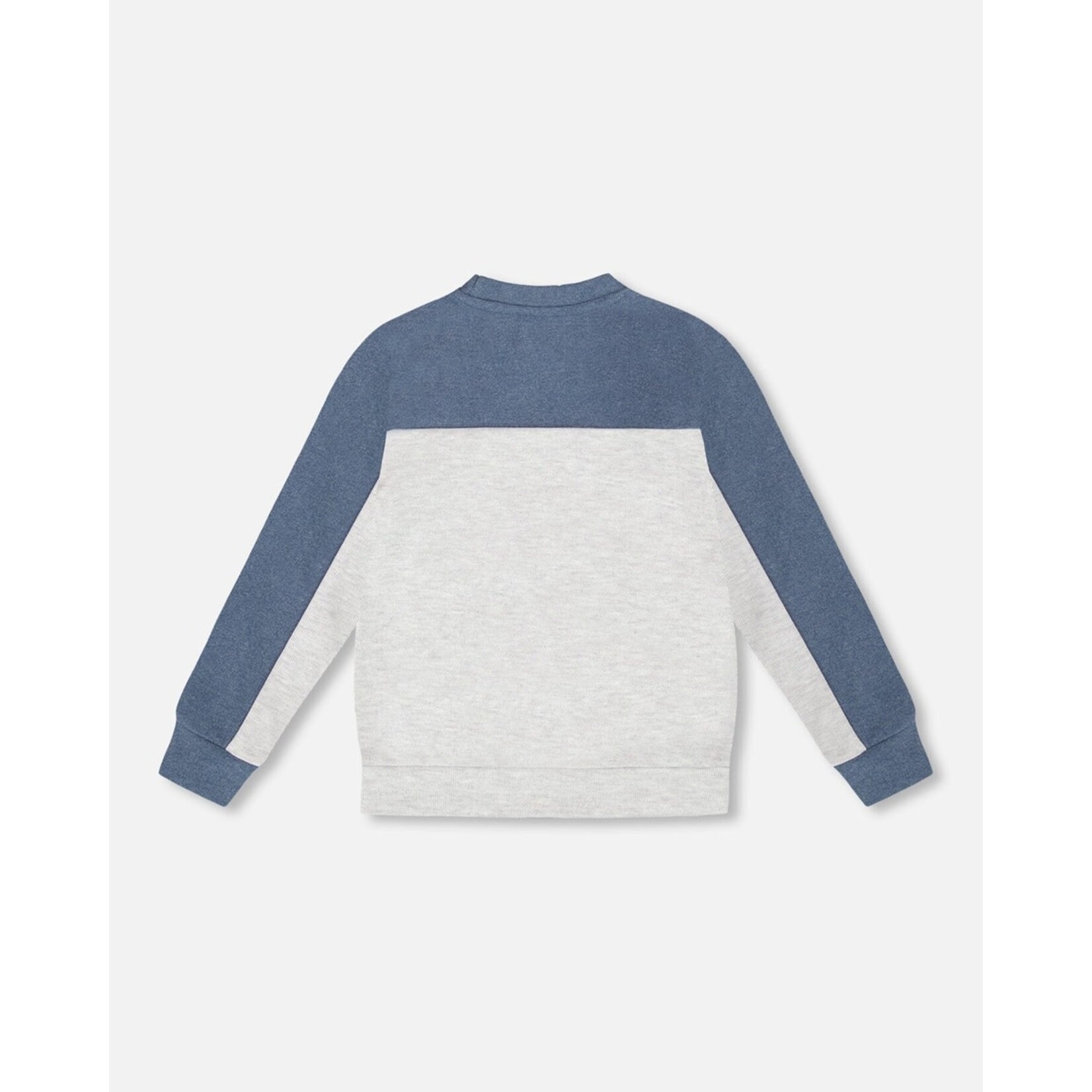 Deux par Deux DEUX PAR DEUX - Long Sleeve Super Soft Brushed Jersey Top Color Block Light Heather Gray