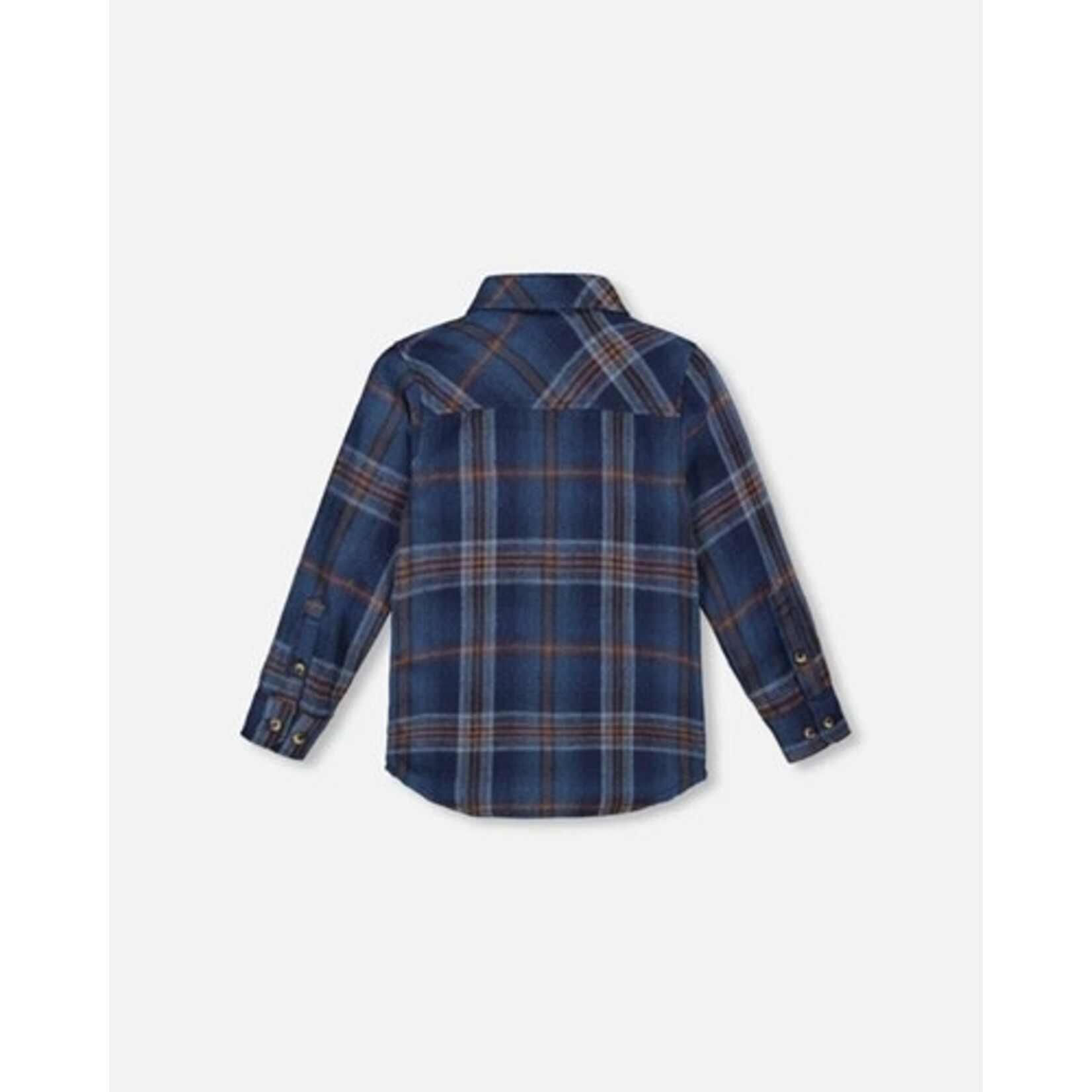 Deux par Deux DEUX PAR DEUX - Dark Blue and Brown Plaid Long-Sleeved Shirt 'B.O.Y.S'