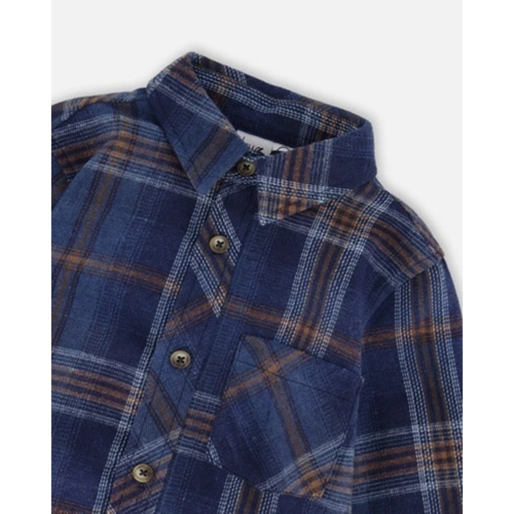 Deux par Deux DEUX PAR DEUX - Chemise à manches longues à carreaux bleu foncé et marron 'B.O.Y.S'